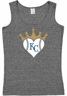Kansas City Royals Girls Grey Crown Heart Short Sleeve Tank Top