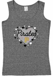 Pittsburgh Pirates Girls Grey Bubble Heart Short Sleeve Tank Top