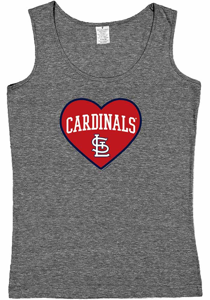 St Louis Cardinals Girls Classic Heart Short Sleeve Tank Top - Grey