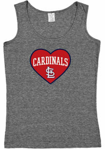 St Louis Cardinals Girls Grey Classic Heart Short Sleeve Tank Top