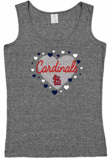 St Louis Cardinals Girls Grey Bubble Heart Short Sleeve Tank Top
