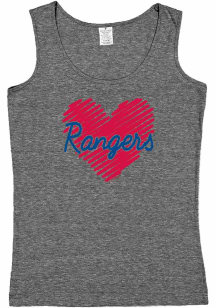 Texas Rangers Girls Grey Sketched Heart Short Sleeve Tank Top
