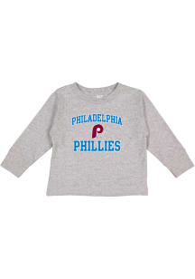 Philadelphia Phillies Toddler Grey Cooperstown #1 Design Long Sleeve T-Shirt