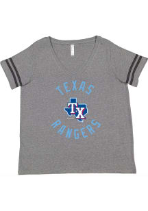 Texas Rangers Womens Grey Football Short Sleeve T-Shirt