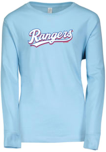 Texas Rangers Youth Light Blue Wordmark Long Sleeve T-Shirt