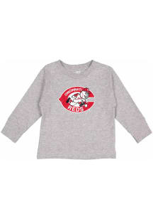 Cincinnati Reds Toddler Grey Throwback Logo Long Sleeve T-Shirt