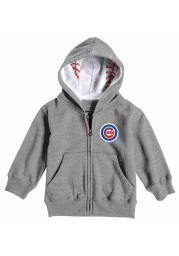 Chicago Cubs Toddler Primary Logo Long Sleeve Full Zip Sweatshirt - Grey