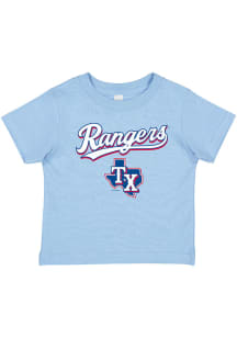 Texas Rangers Toddler Light Blue Wordmark and Logo Short Sleeve T-Shirt