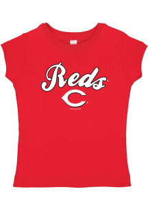 Cincinnati Reds Toddler Girls Red Script Logo Short Sleeve T-Shirt