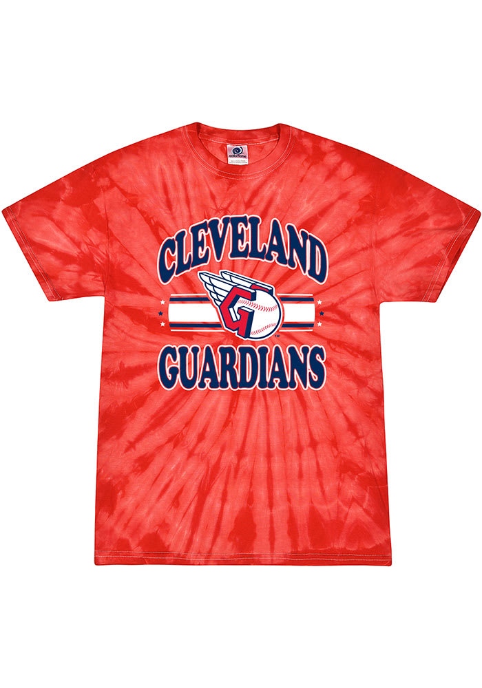 Cleveland Guardians Womens Red Tie Dye Short Sleeve T-Shirt