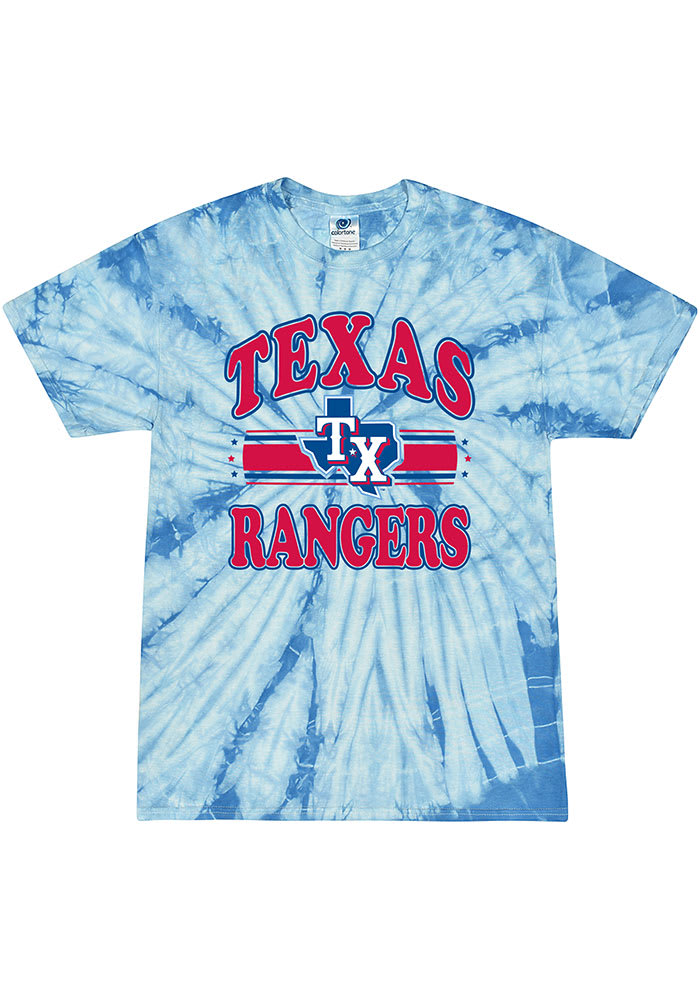 Texas Rangers Womens Blue Tie Dye Short Sleeve T-Shirt