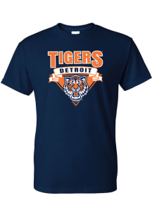 Detroit Tigers Womens Navy Blue Unisex Short Sleeve T-Shirt