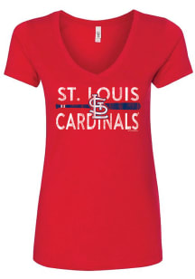 St Louis Cardinals Womens Red Bat Short Sleeve T-Shirt