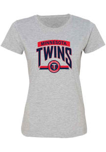 Minnesota Twins Womens Grey Fine Jersey Short Sleeve T-Shirt