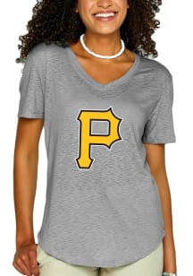 Pittsburgh Pirates Womens Grey Crystal Short Sleeve T-Shirt