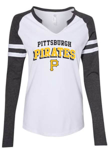 Pittsburgh Pirates Womens White Raglan LS Tee