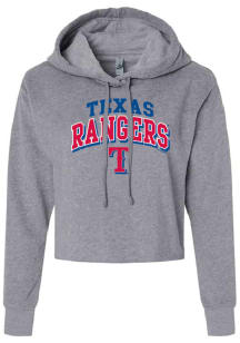 Texas Rangers Womens Grey Hoodie Hooded Sweatshirt