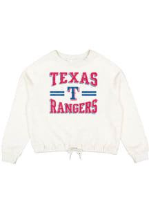 Texas Rangers Womens White Tie Bottom Crew Sweatshirt