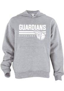 Cleveland Guardians Youth Grey Wordmark Stripe Long Sleeve Hoodie