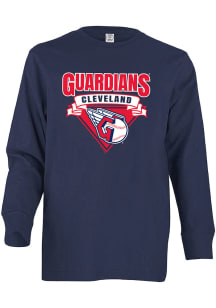 Cleveland Guardians Youth Navy Blue Baseball Diamond Wordmark Long Sleeve T-Shirt