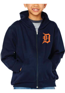 Detroit Tigers Youth Navy Blue Primary Logo Long Sleeve Full Zip Jacket