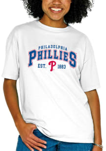 Philadelphia Phillies Womens White Oversized Short Sleeve T-Shirt