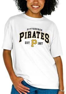 Pittsburgh Pirates Womens White Oversized Short Sleeve T-Shirt