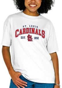 St Louis Cardinals Womens White Oversized Short Sleeve T-Shirt