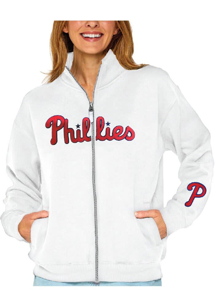 Philadelphia Phillies Womens WHITE Running Long Sleeve Full Zip - 22651772