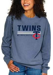 Minnesota Twins Womens Blue Washed Crew Sweatshirt