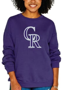 Colorado Rockies Womens Purple Big Logo Crew Sweatshirt