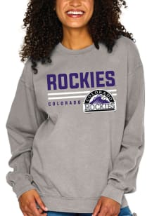 Colorado Rockies Womens Grey Washed Crew Sweatshirt