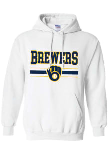 Milwaukee Brewers Womens White Lines Hooded Sweatshirt