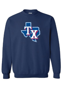 Texas Rangers Womens Navy Blue Logo Crew Sweatshirt