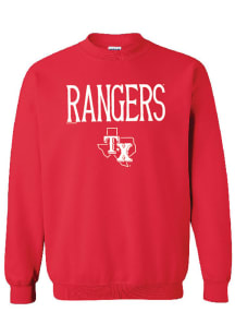 Texas Rangers Womens Red State Crew Sweatshirt