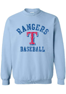 Texas Rangers Womens Light Blue Distressed Crew Sweatshirt