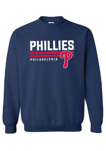 Philadelphia Phillies Womens Navy Blue Striped Crew Sweatshirt