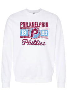 Philadelphia Phillies Womens White Circle Date Crew Sweatshirt