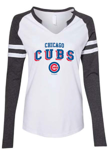 Chicago Cubs Womens Grey Raglan LS Tee
