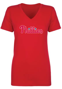 Philadelphia Phillies Womens Red Wordmark Short Sleeve T-Shirt