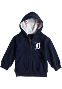 Detroit Tigers Toddler Primary Logo Baseball Long Sleeve Full Zip Sweatshirt - Navy Blue