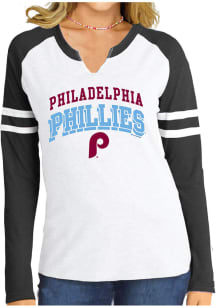 Philadelphia Phillies Womens Grey Raglan LS Tee
