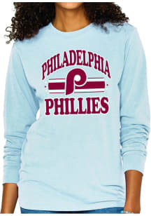 Philadelphia Phillies Womens Light Blue Triangle LS Tee