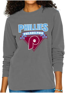 Philadelphia Phillies Womens Charcoal Lines LS Tee