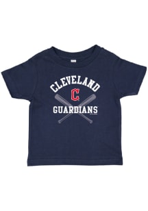 Cleveland Guardians Infant Crossed Bats Short Sleeve T-Shirt Navy Blue