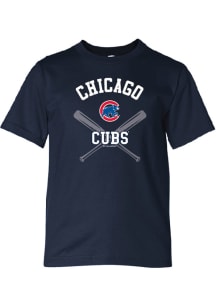 Chicago Cubs Youth Navy Blue Crossed Bats Short Sleeve T-Shirt