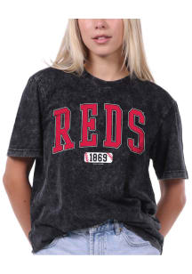 Cincinnati Reds Womens Black Mineral Short Sleeve T-Shirt