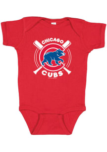 Chicago Cubs Baby Red Crossed Bats Short Sleeve One Piece