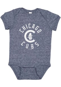 Chicago Cubs Baby Navy Blue Distressed Retro #1 Design Short Sleeve One Piece