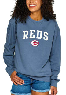 Cincinnati Reds Womens Blue Washed Crew Sweatshirt